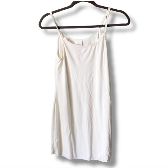 Vintage Cream strappy long camisole cami shell tank top workout shirt Small - Picture 1 of 5